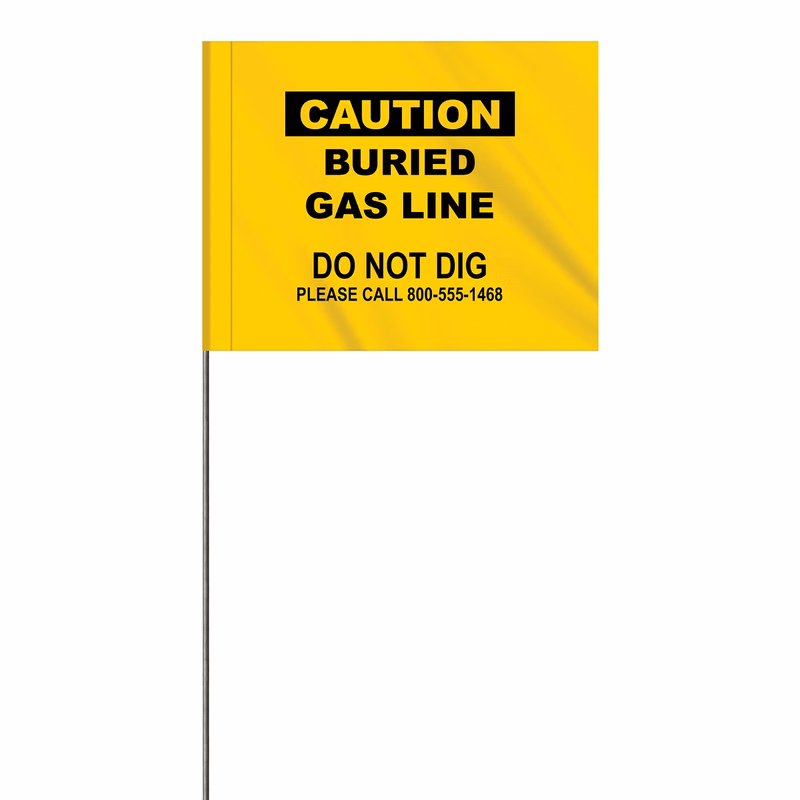 1-Color 4" x 5" Custom Vinyl Marking Flag with 18" Wire