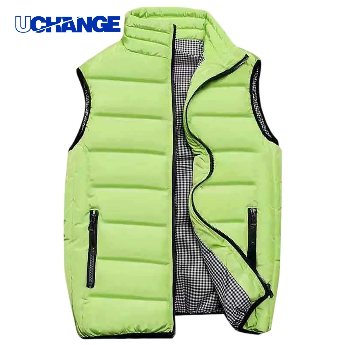 Polyester Quilted Packable Puffer Vest with Front Zipper Closure 1