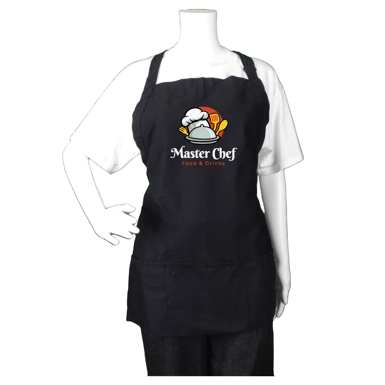 Black Restaurant-Style Bib Apron 1