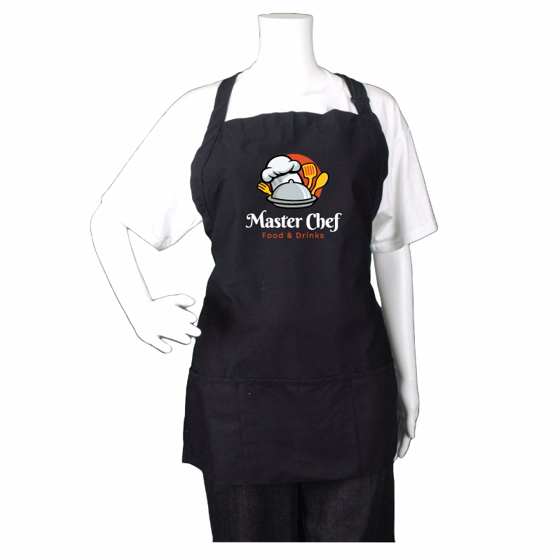 Black Restaurant-Style Bib Apron