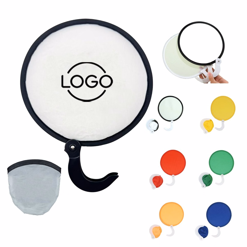 Portable Foldable Nylon Fan With Pouch