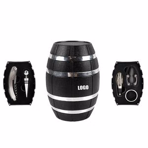 5 In 1 Wine Opener With Silver Barrel Shaped Case