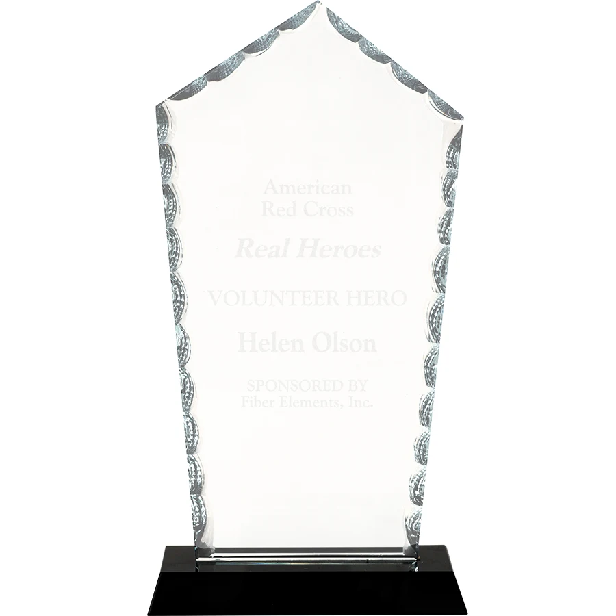 9 3/4" Diamond Facet Glass Award on Black Base 1
