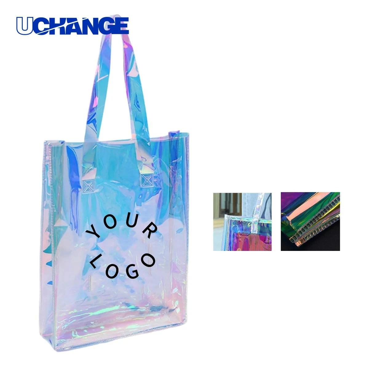 PVC Holographic Tote Bag Carrier Transparent Structure 1
