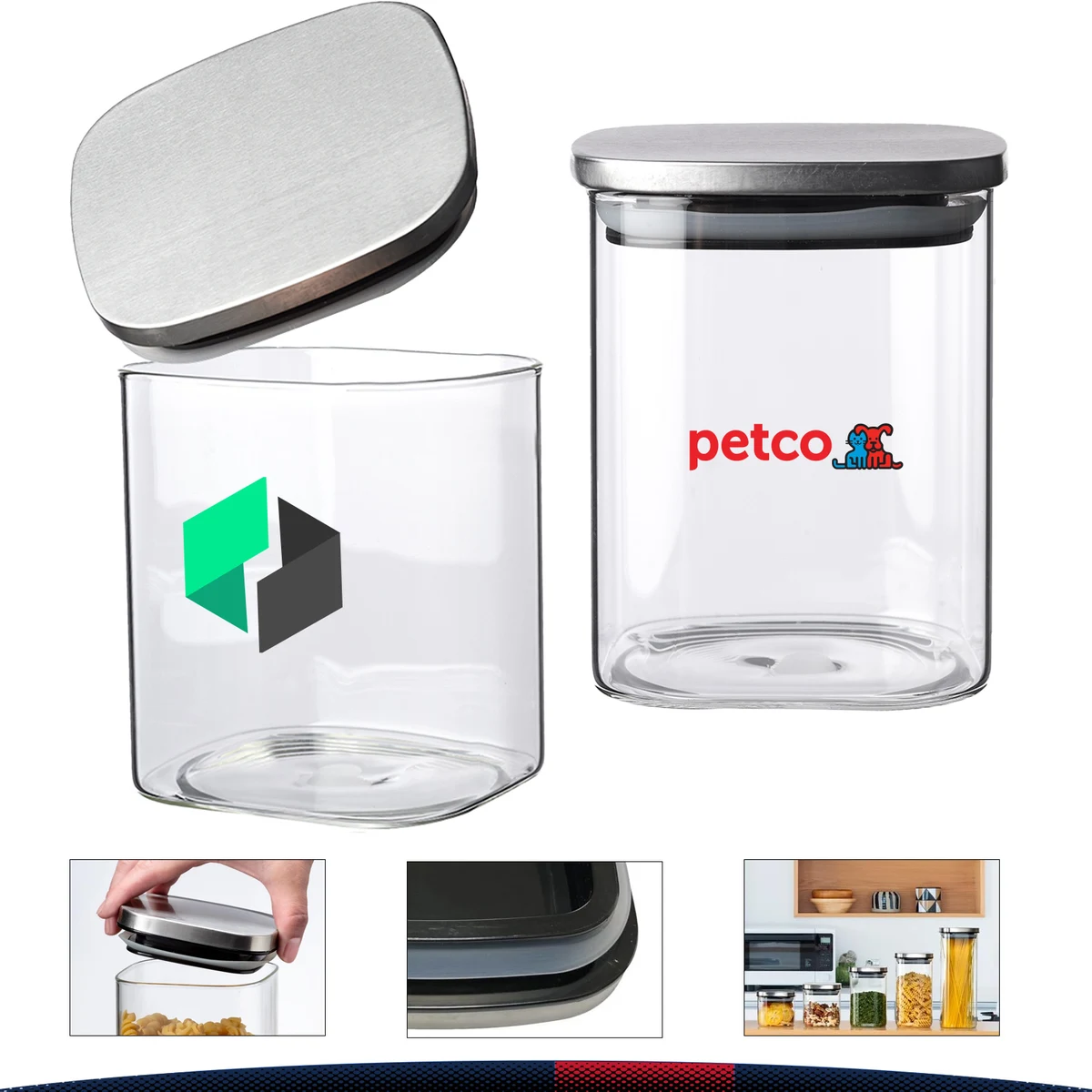 30 oz. Zelio Square Storage Jars 1