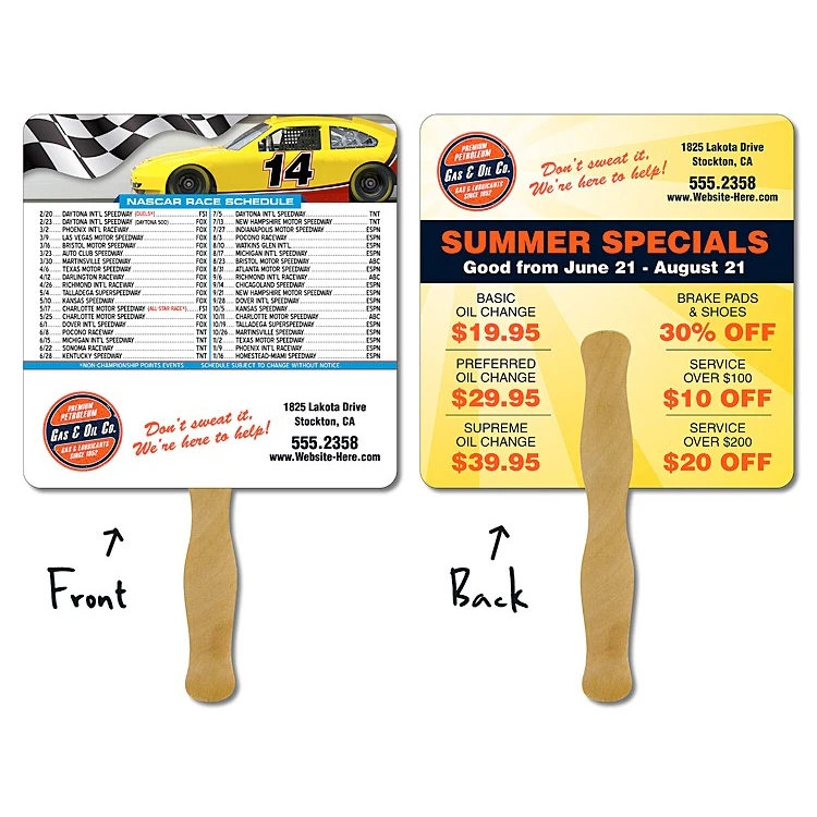 NASCAR Schedule Hand Fan - 8x8 Square (Round Corners) Laminated - 14 pt. 1