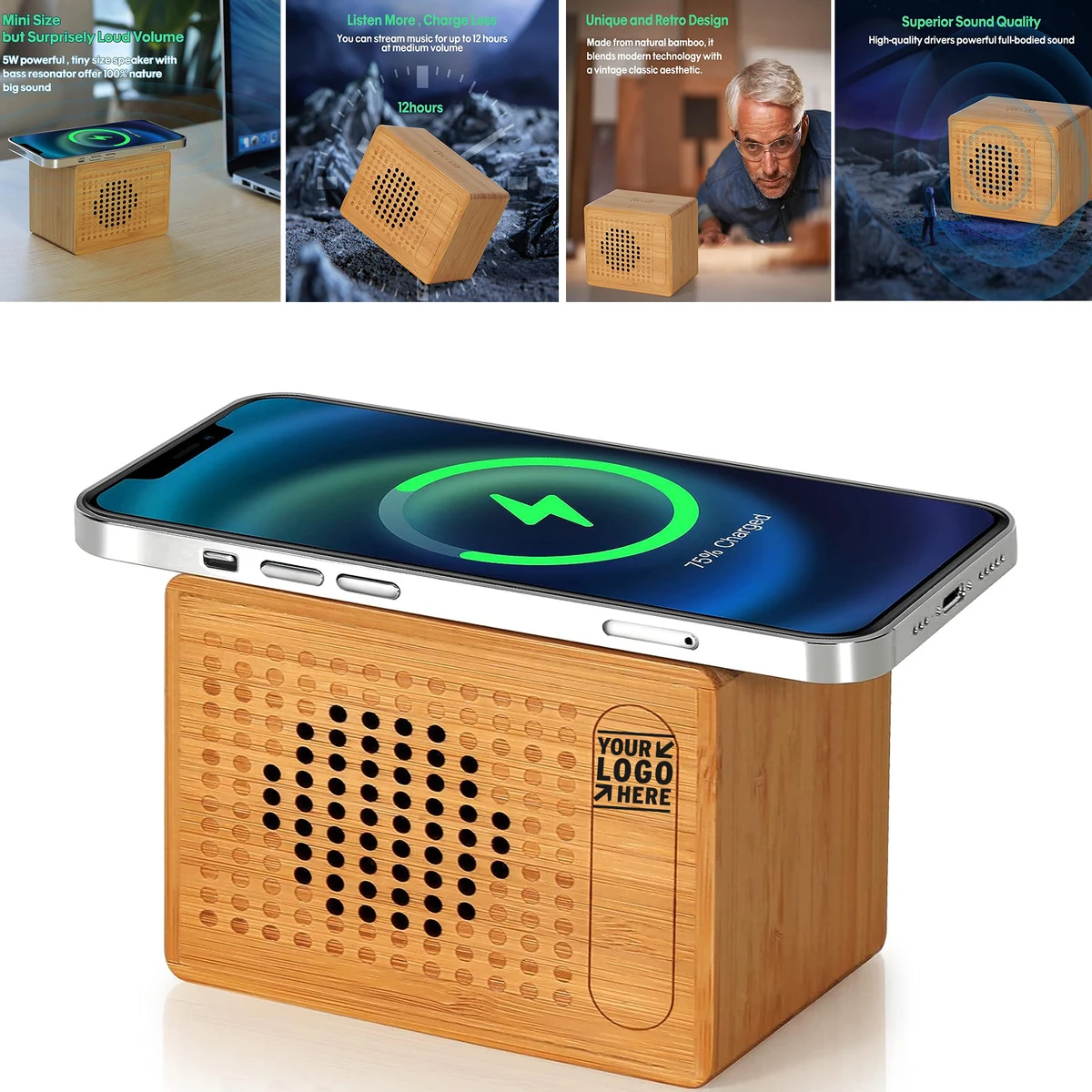 Handmade Small 10W Wireless Fast Charger HD Sound Bluetooth Portable Speaker 1