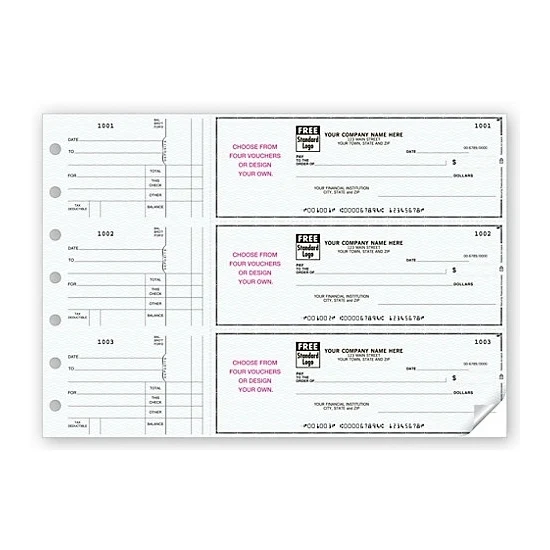 Empty voucher check, 3-On-A-Page Business Size 1