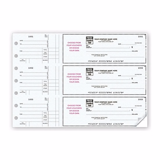 Empty voucher check, 3-On-A-Page Business Size