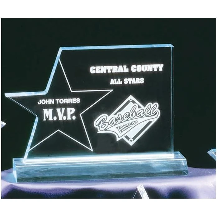 7 1/4" x 5 1/4" Clear Star Page Acrylic Award on Base 1