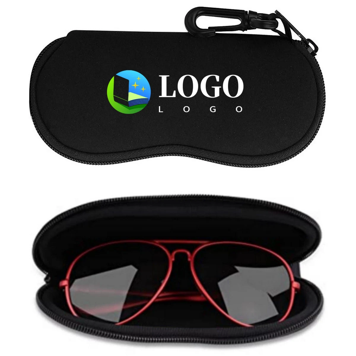 Neoprene Zipper Sunglasses Soft Case With Belt Clip 1