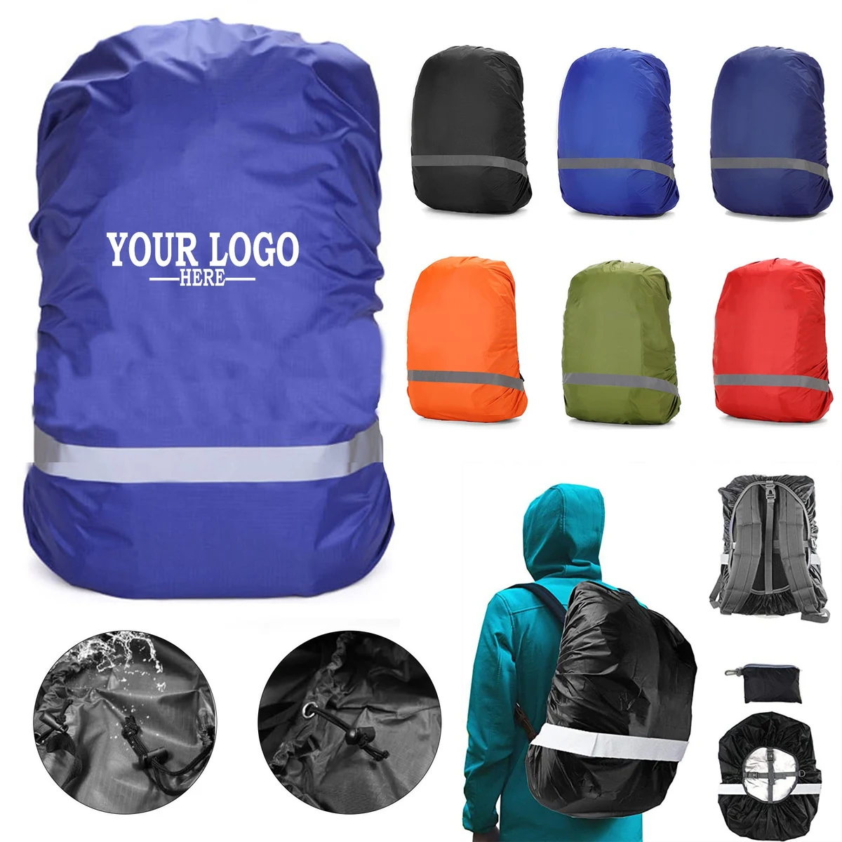 Visibility Reflective Strip Backpack Rain Cover 1
