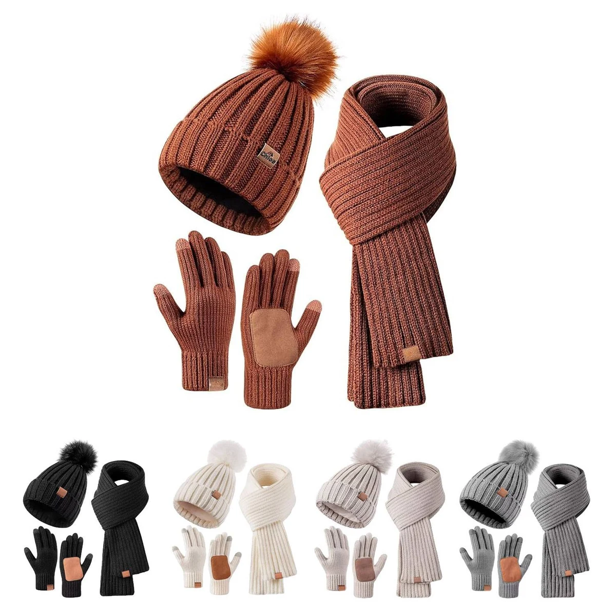Customizable Beanie Hat Scarf Gloves Set 1