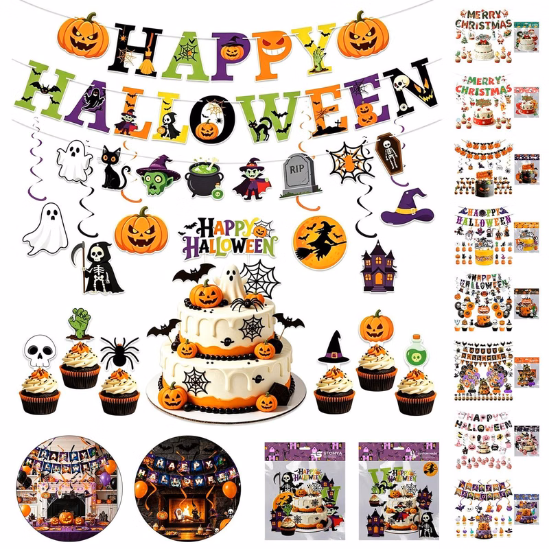 Halloween Themed Party Scene Atmosphere Decor Set