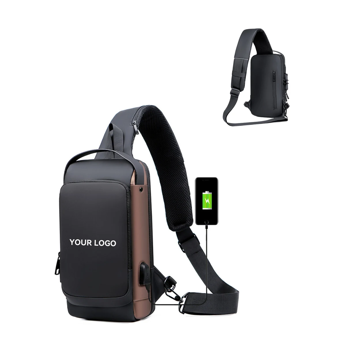 Trendy Combination Lock Fashion Breast Bag 1
