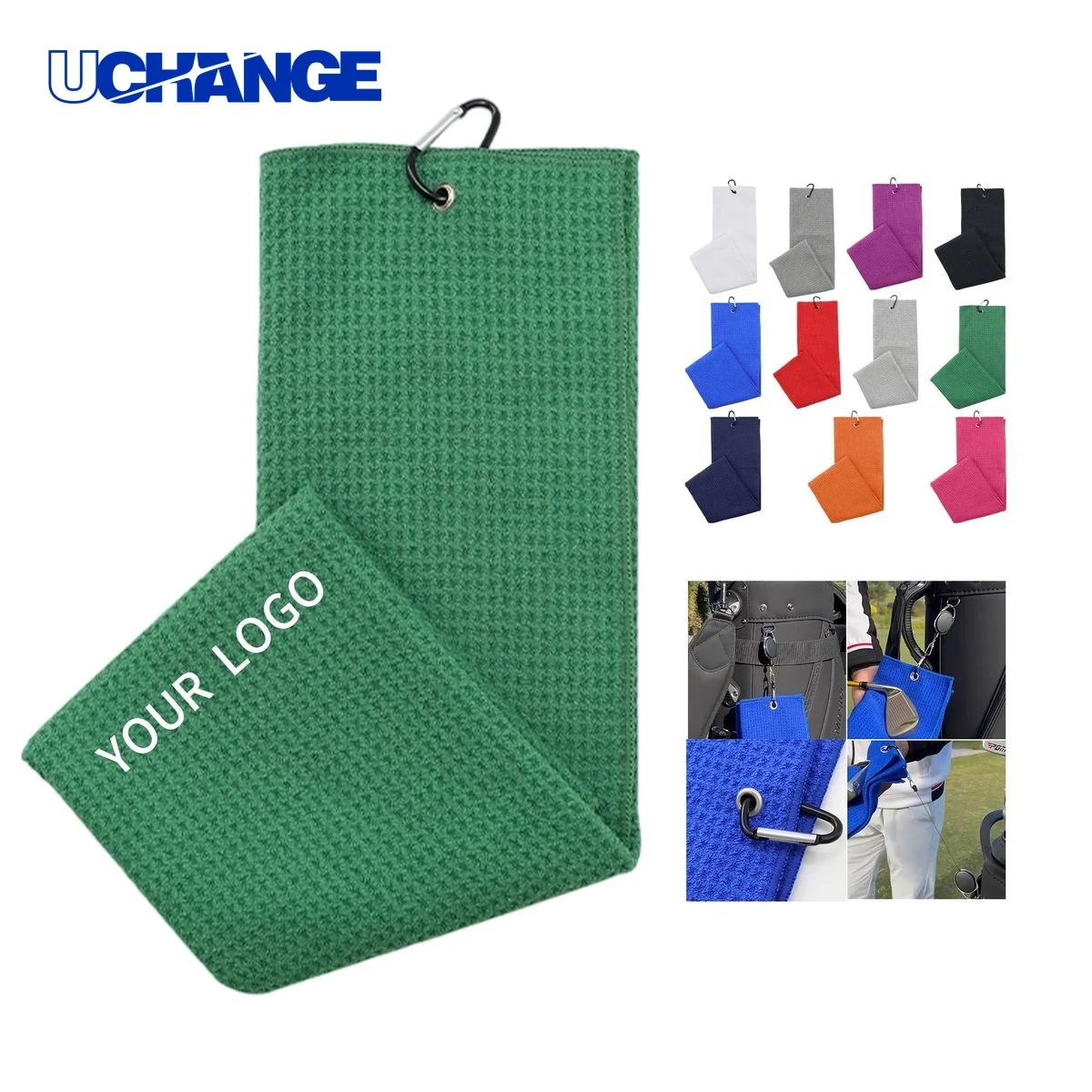 Microfiber Waffle Golf Towel with Clip 1