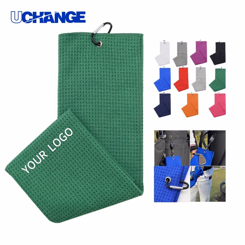 Microfiber Waffle Golf Towel with Clip