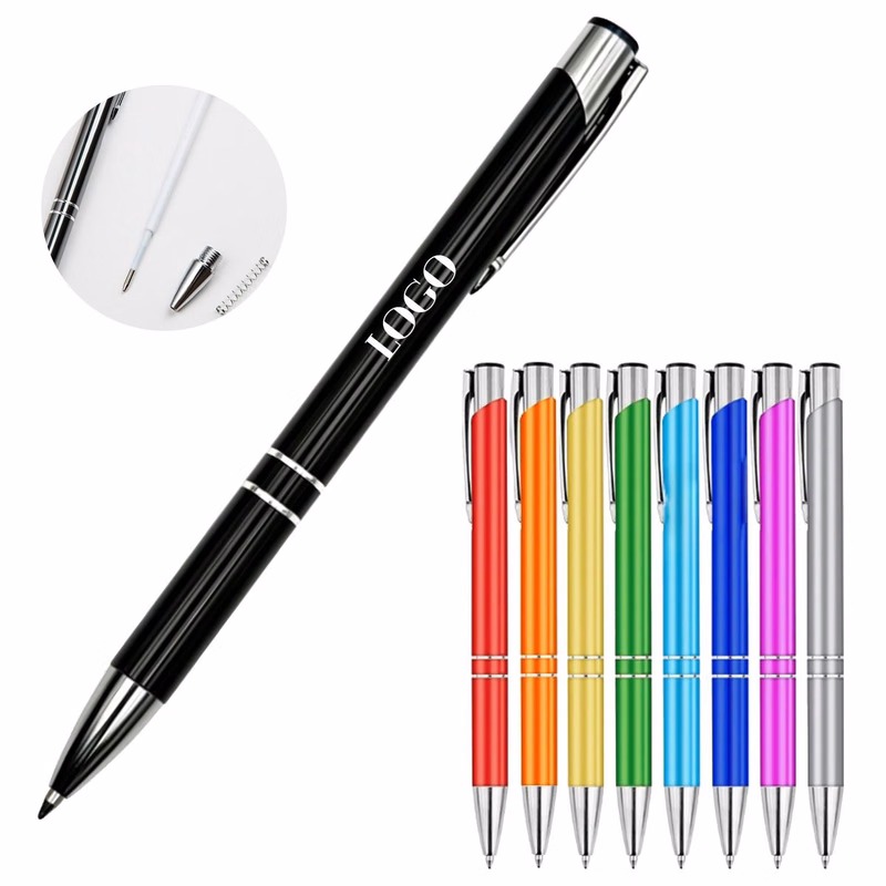 Click Action Aluminum Barrel Ballpoint Writing Pen