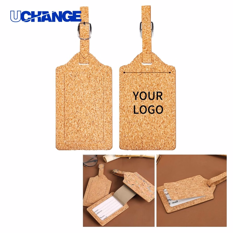Cork Baggage Tag with Metal Buckle