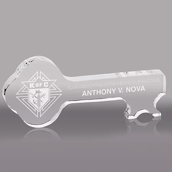 Key Shape Crystal Paperweight