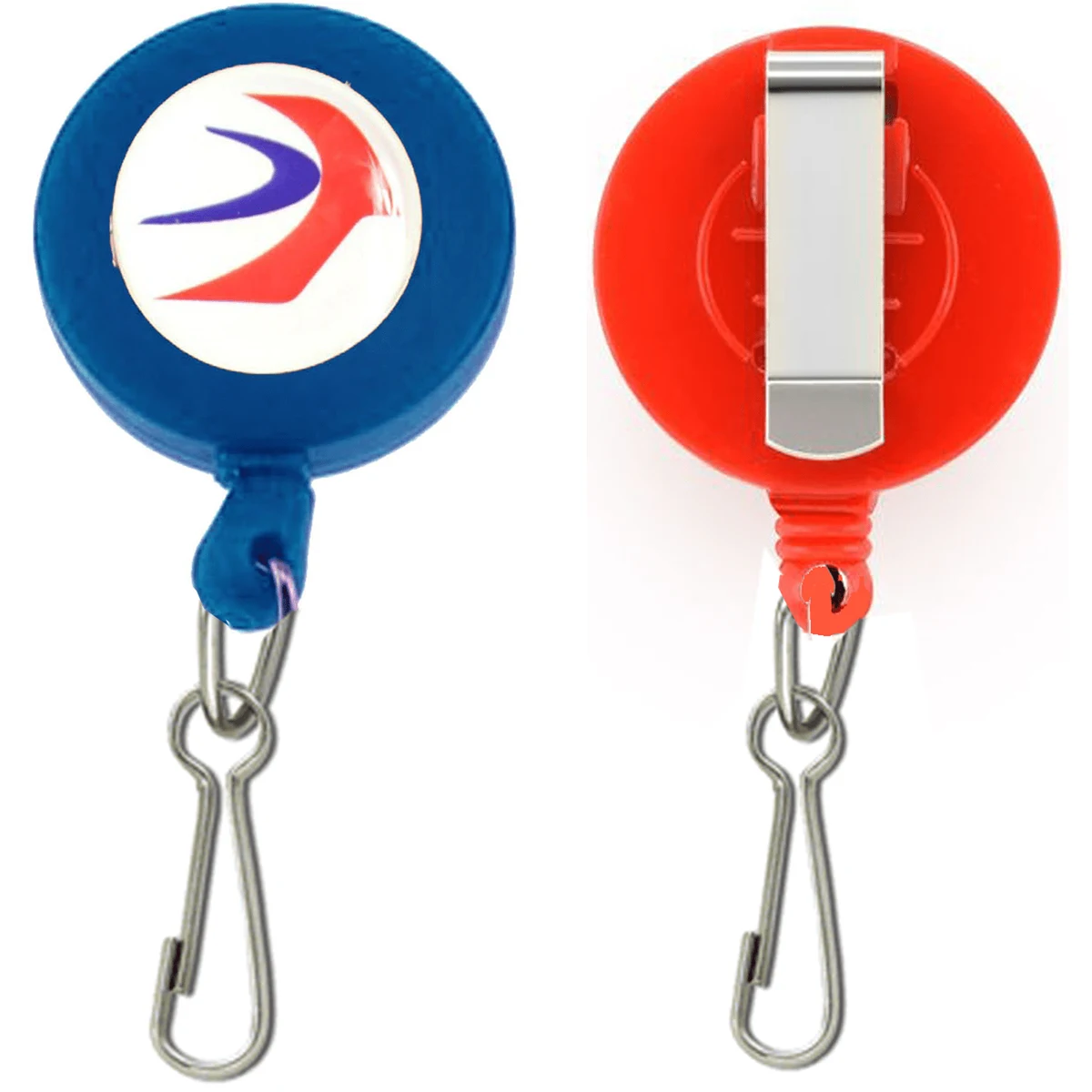 Retractable Round Badge Reel Holder w/ J-Hook & Belt Clip 1