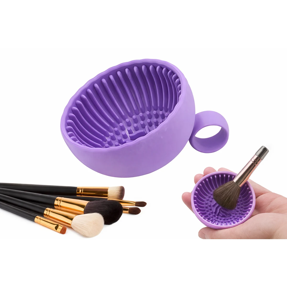 Makeup Brush Cleaning Bowl with Finger Grip 1