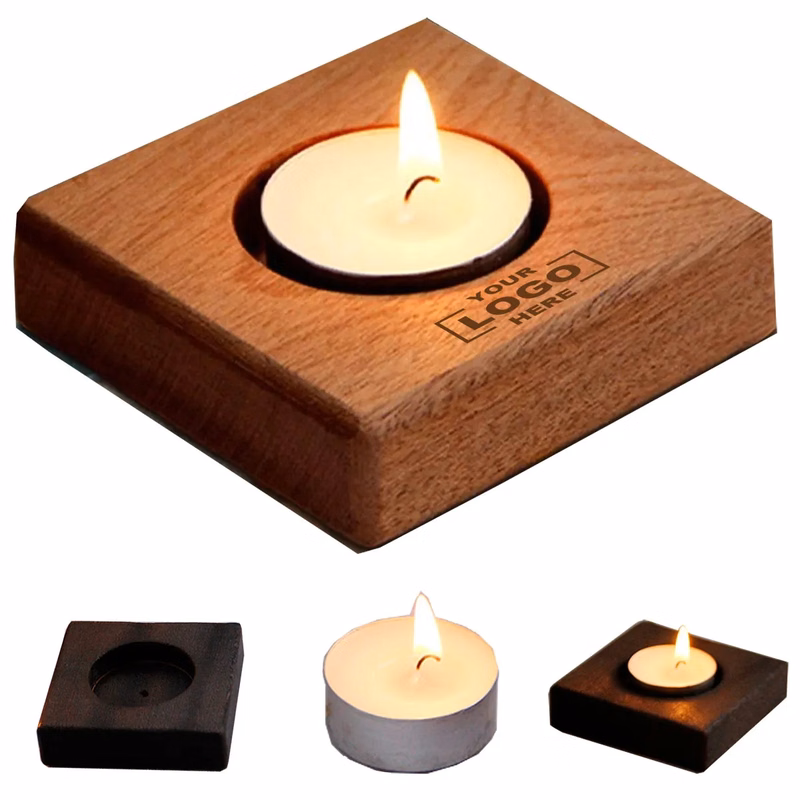 Wood Candle Holders with Tea Light