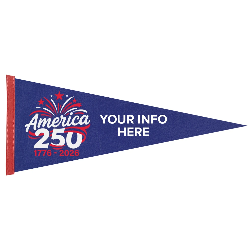 12" x 30" Colored Felt Pennant, 250th Anniversary 1
