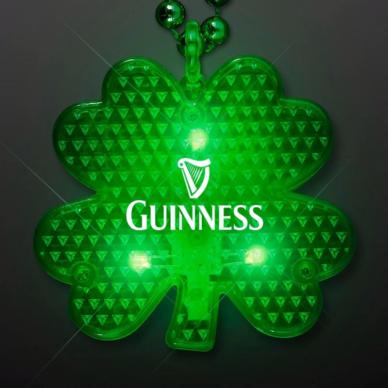 Flashing LED Shamrock Charm on Beads Necklace