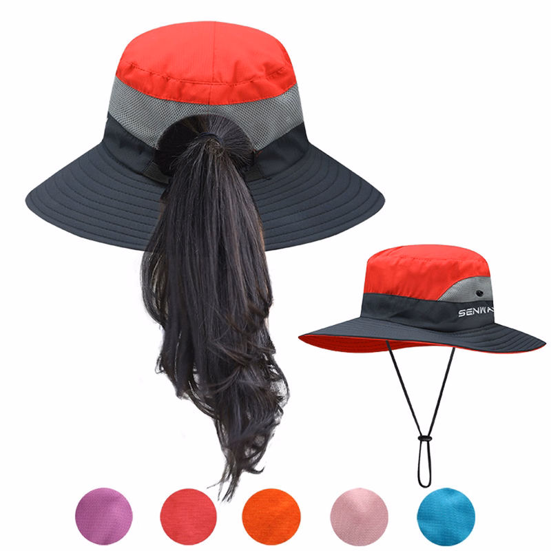 Women's UV Protection Ponytail Sun Hat