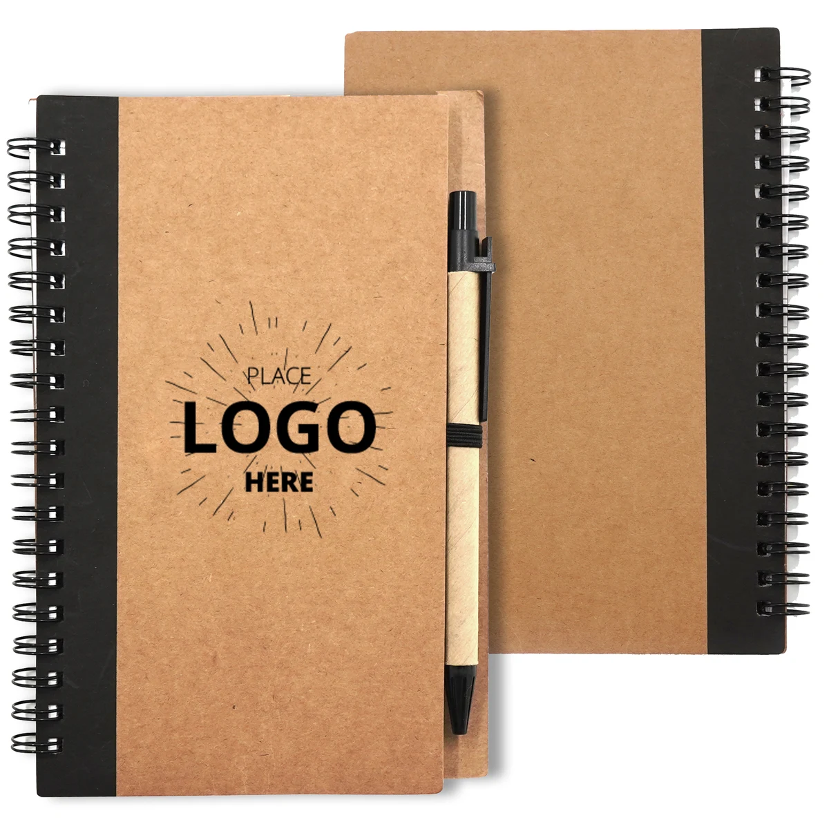 Soft Cover Kraft Spiral Journal With Pen 5" x 7" 1