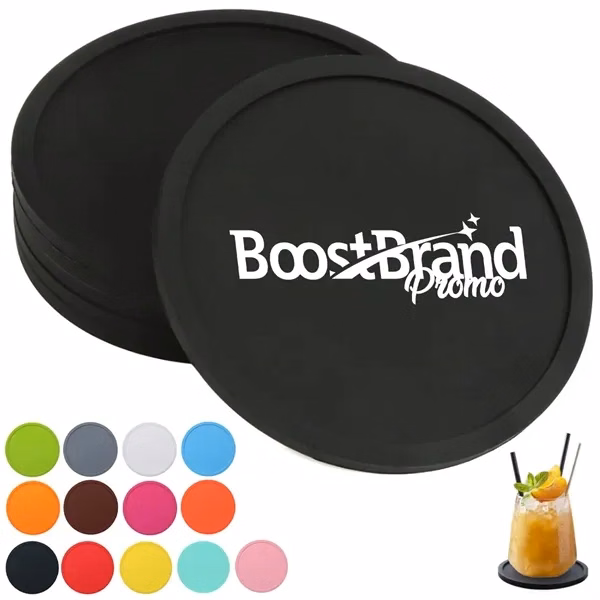 Custom Silicone Round Drink Coasters Food Grade Heat Resistant — Colorful Table Protection