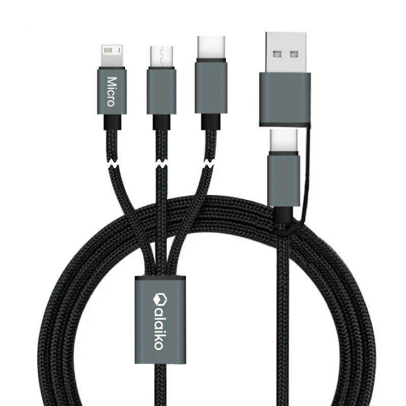 Connect Reach 5ft 3-in-1 Braided Charging Cable with Type-C Input 1