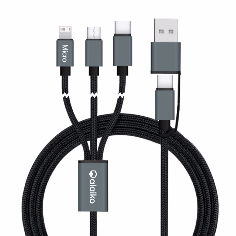 Connect Reach 5ft 3-in-1 Braided Charging Cable with Type-C Input