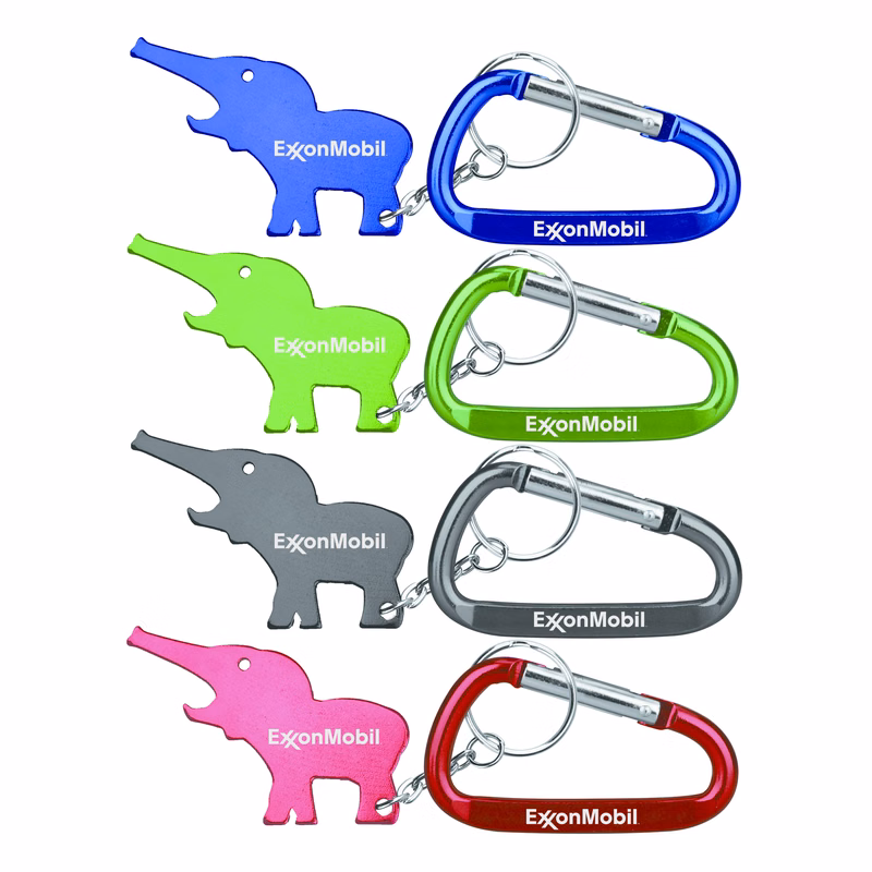 Metal Elephant Shape Bottle Opener with Key Ring & Carabiner