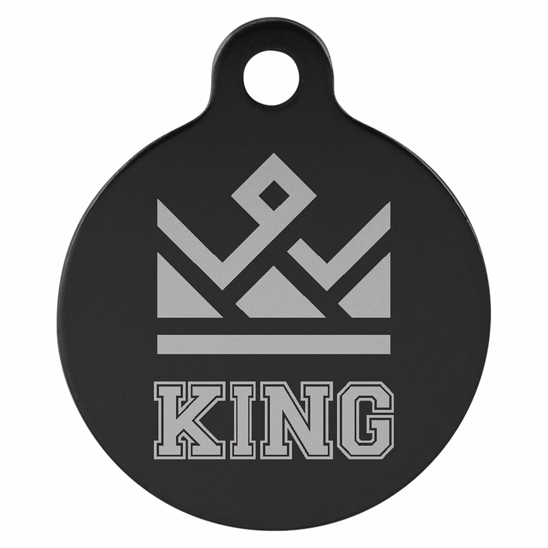 1" Black Anodized Aluminum Round Pet Tag with Tab