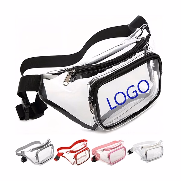 Clear fanny pack with 2 zipper pockets