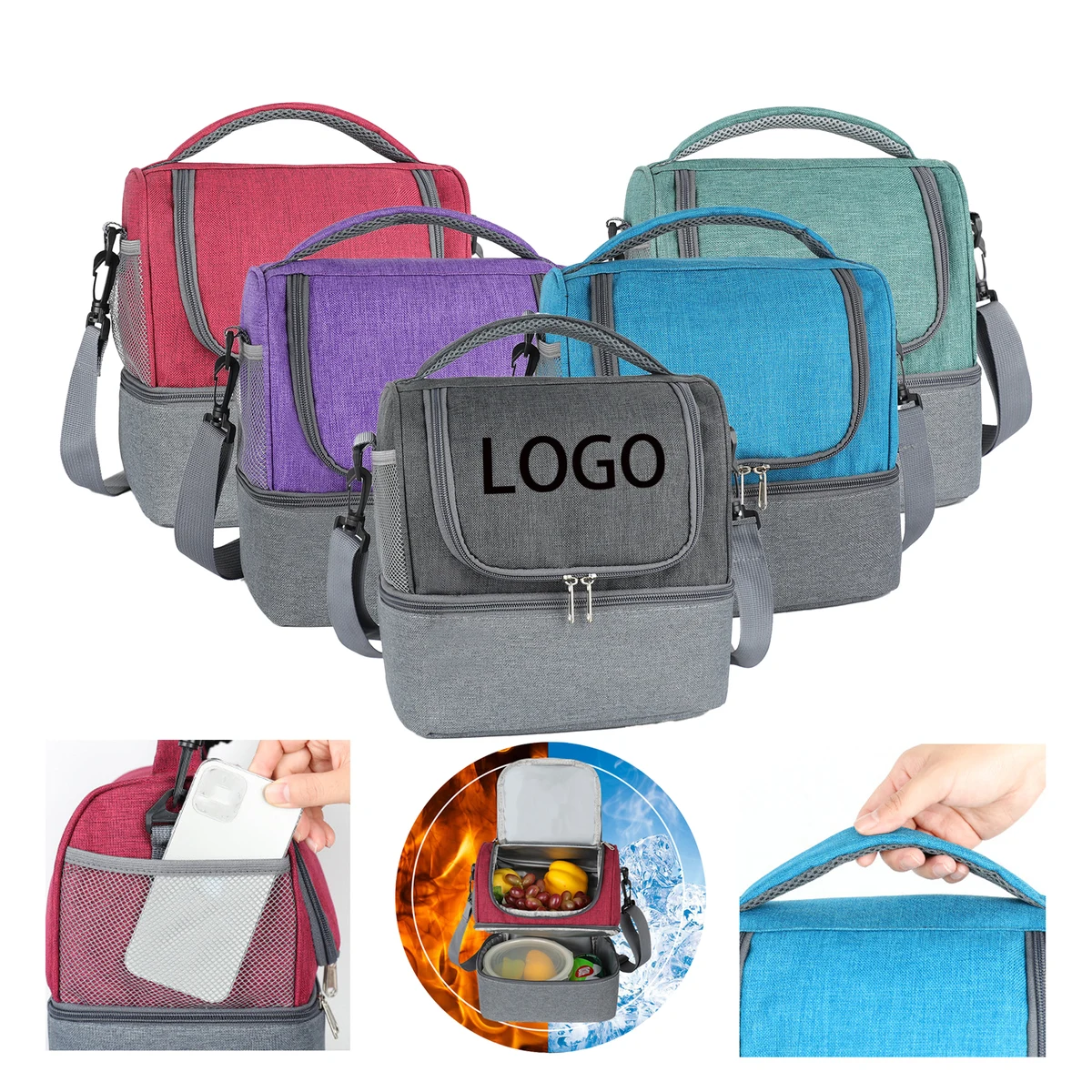 9L Insulated Lunch Bag for Men Women Double Deck 1