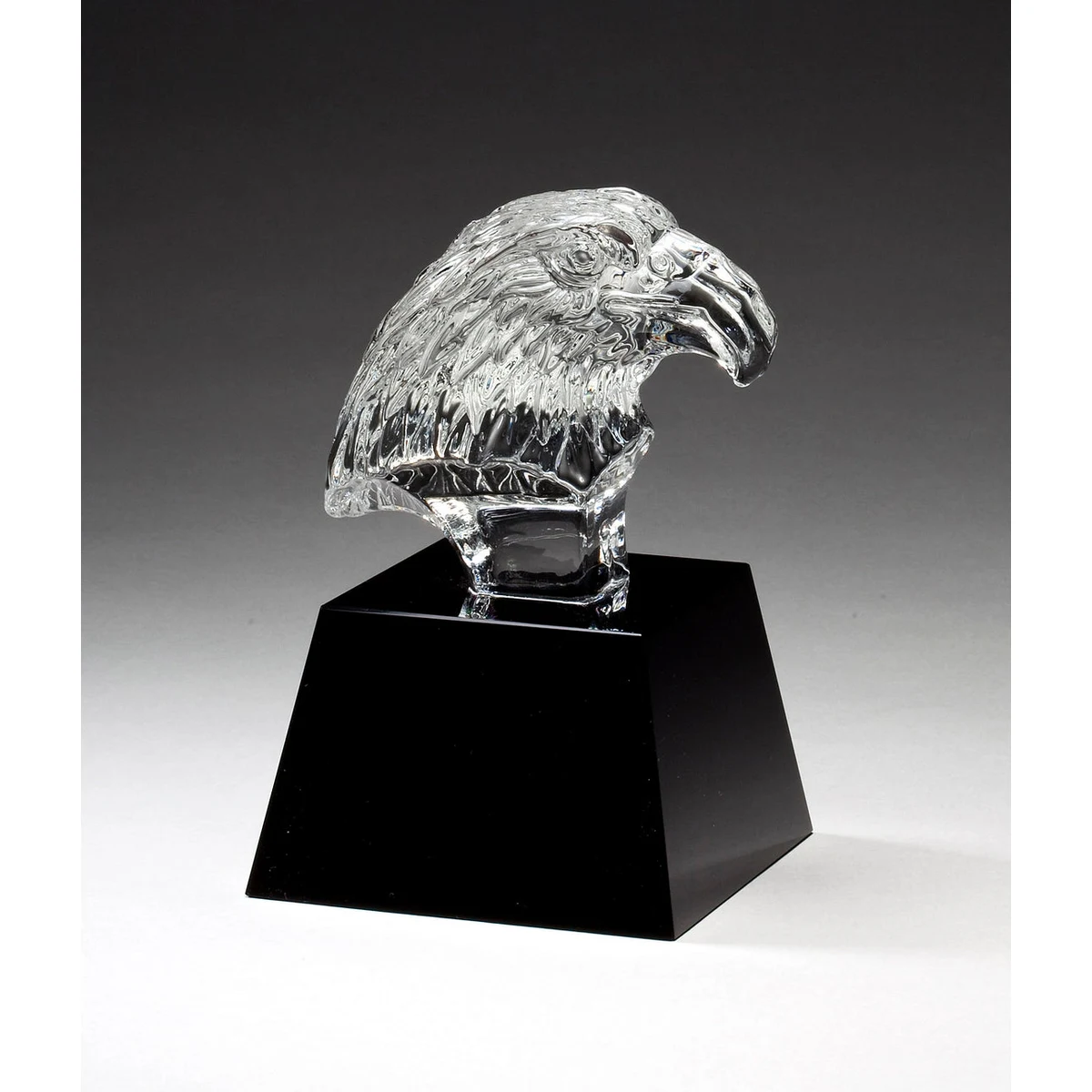 5.75" Clear Crystal Eagle Head On Black Pedestal Base 1
