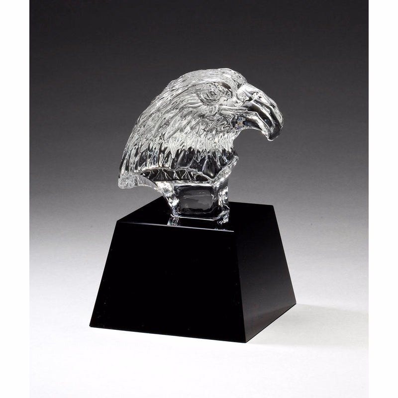 5.75" Clear Crystal Eagle Head On Black Pedestal Base