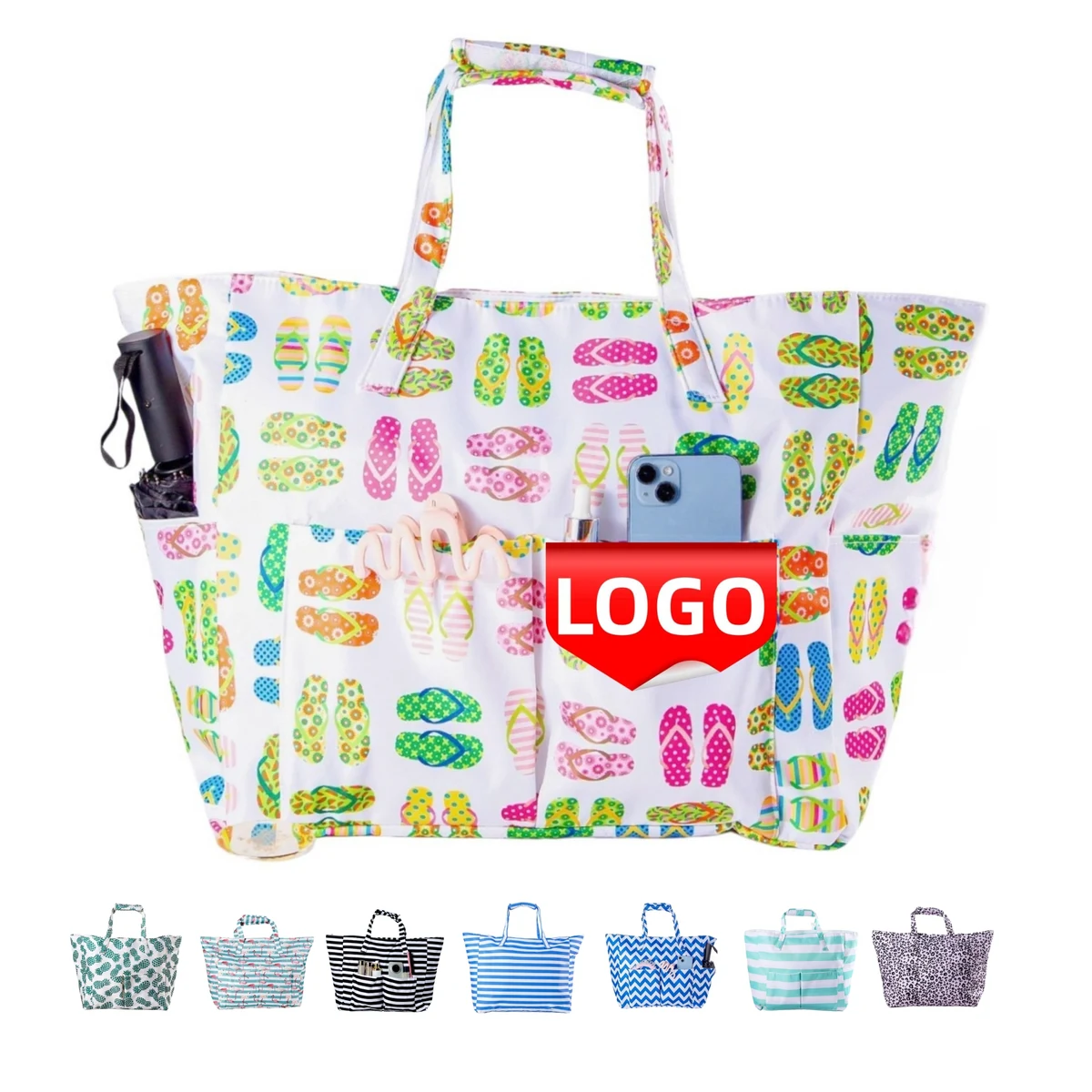 Oxford Cloth Waterproof Beach Tote Bag, custom tote bag with logo imprint 1