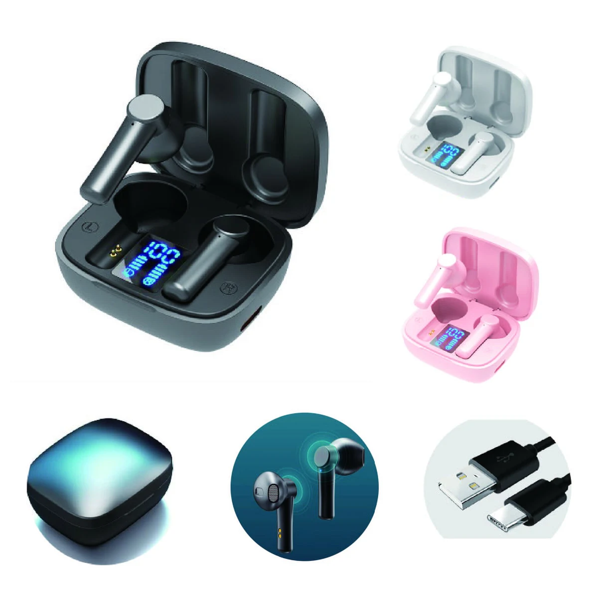 Sports Wireless Bluetooth Earbuds With Charging Case 1