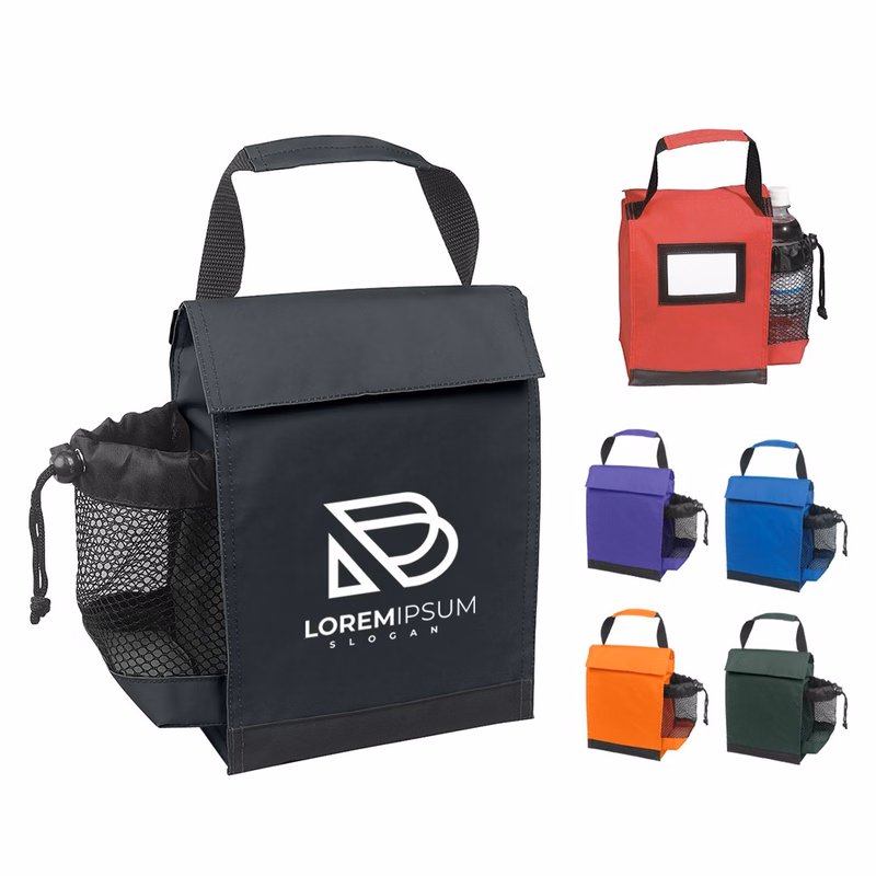 Insulated Lunch Cooler Bag With Bottle Pocket
