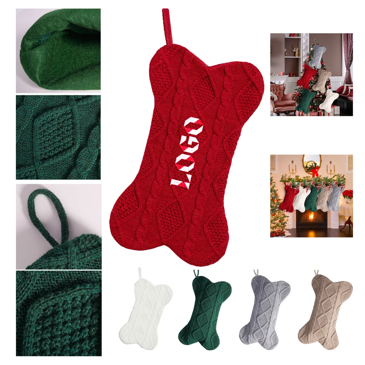 Christmas Tree Knitted Christmas Stocking Decoration 1