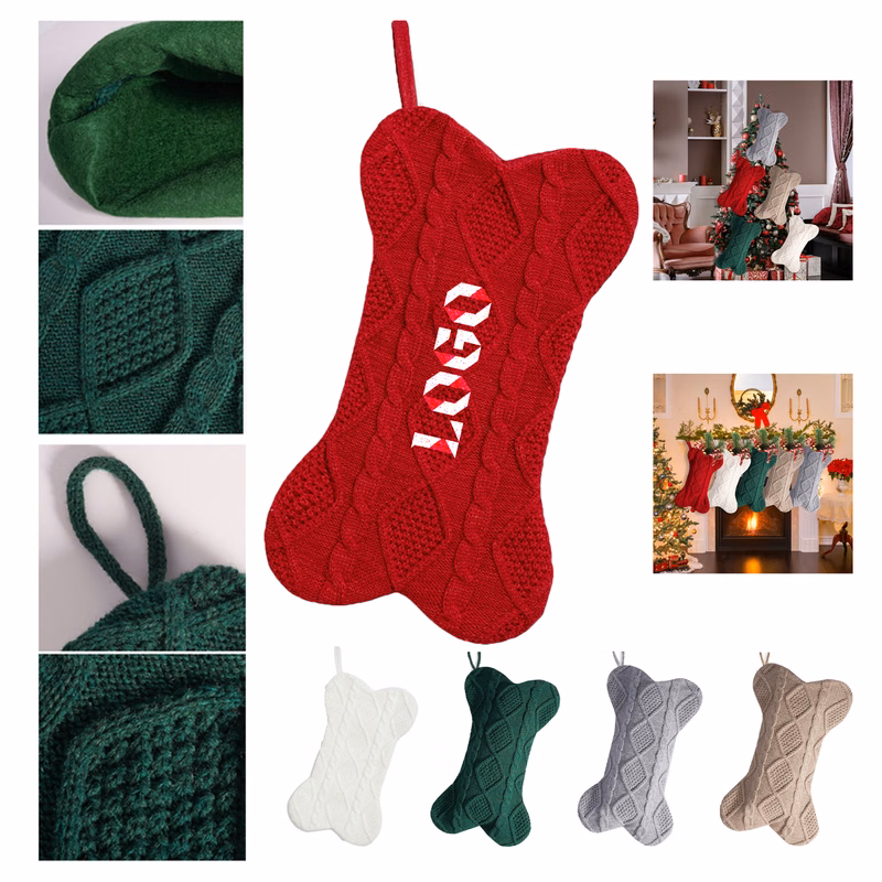 Christmas Tree Knitted Christmas Stocking Decoration