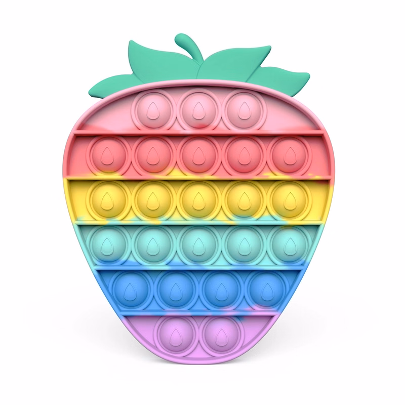 Macaron-colored strawberry Push Pop Bubble Sensory Toys