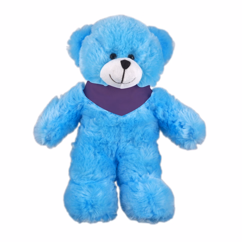 Soft Plush Stuffed Blue Bear with Bandana