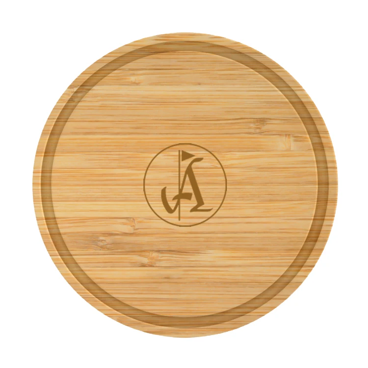 10.5" Round Bamboo Cutting Board Thick Style with Juice Groove 1