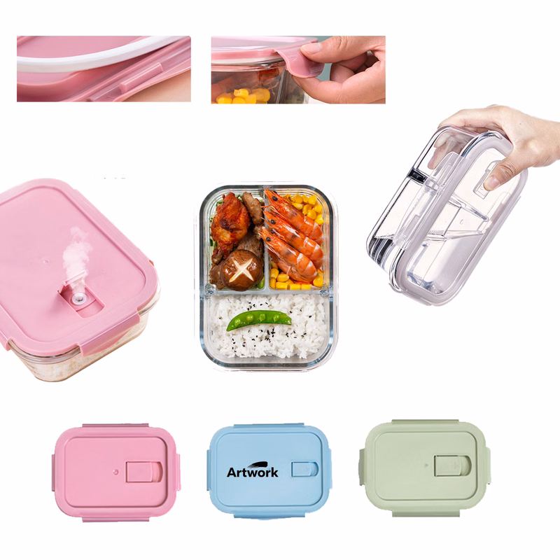 Rectangular Three Compartment Lunch Box