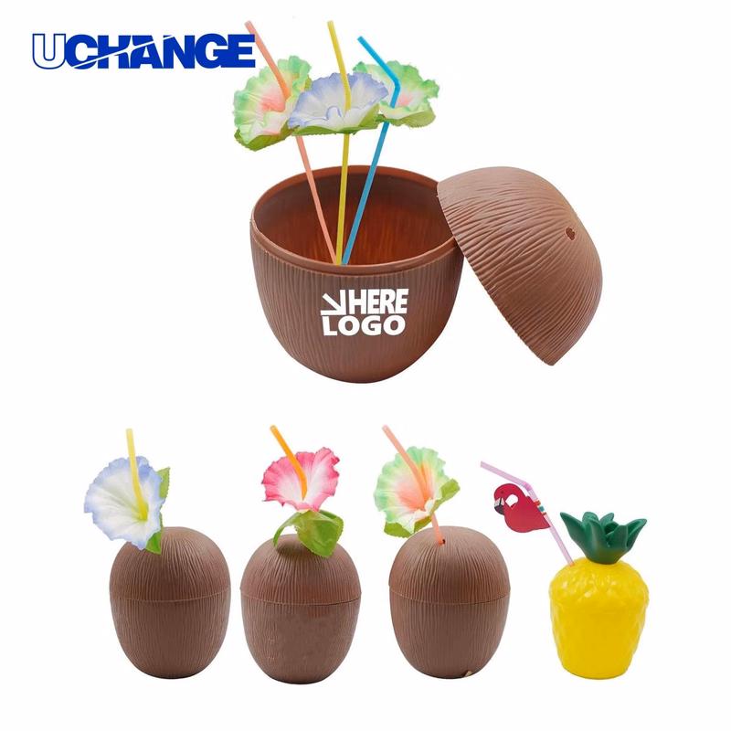 Hawaiian Coconut Party Cup with Straw